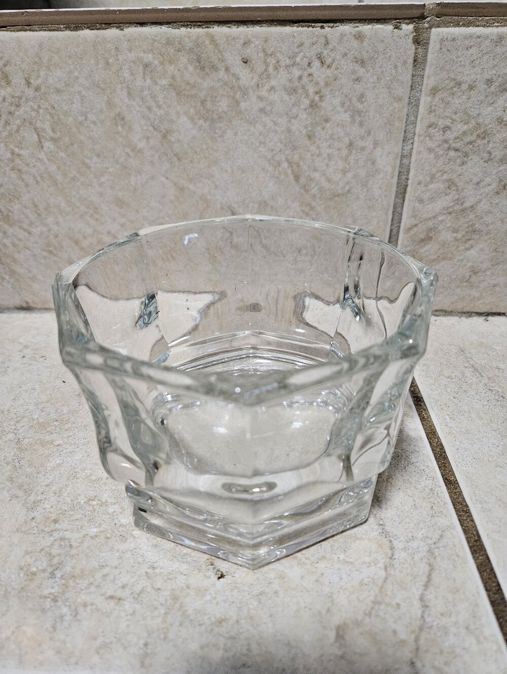 Heavy Clear Glass Octagon Bowl - Vintage Glass Concord Candy Nut Dish